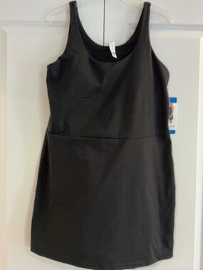 Elle Sport Classic Black Sleeveless Sheath Dress w/Shorts L NWT